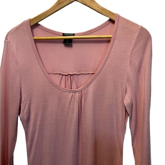 MAURICES Pink Lightweight Scoop Neck 3/4 Length Sleeve Top L - Picture 3 of 7